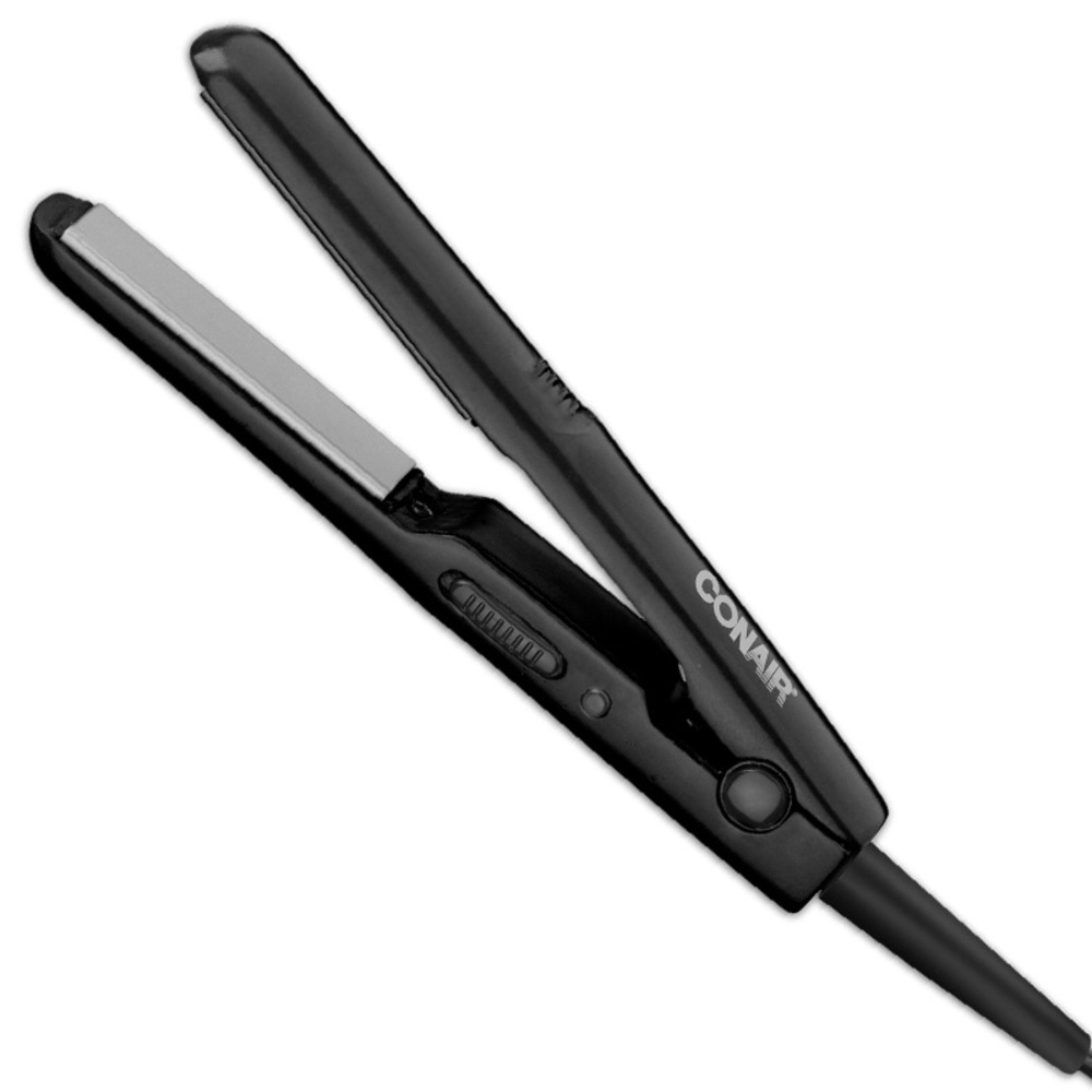 NWOT Conair Mini Flat Iron Hair Straightener Black 1/2" Plates Dual Voltage